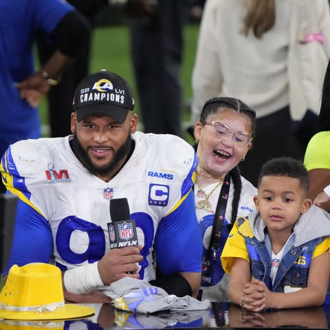Aaron Donald with his family after Super Bowl 56.