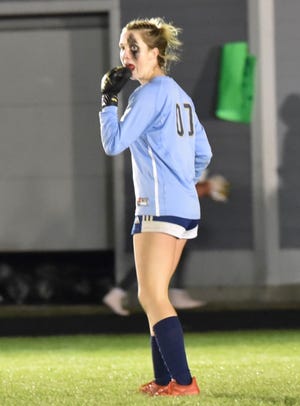 Traip Academy girls soccer goalie Lily Stuart had nine saves in Tuesday's 1-0 upset over top-seed Hall-Dale in a Class C South quarterfinal game.