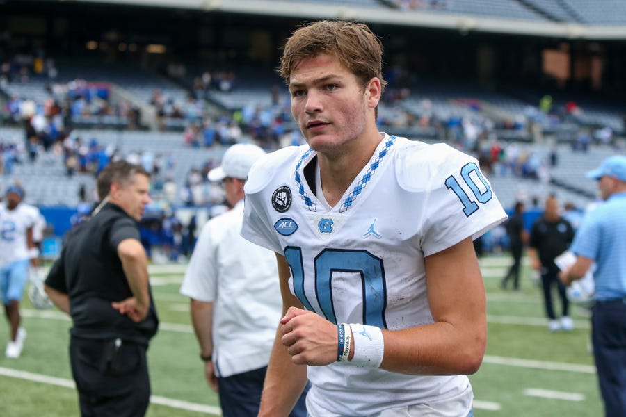 How does Drake Maye's start for UNC compare to the best ACC QBs of all time?