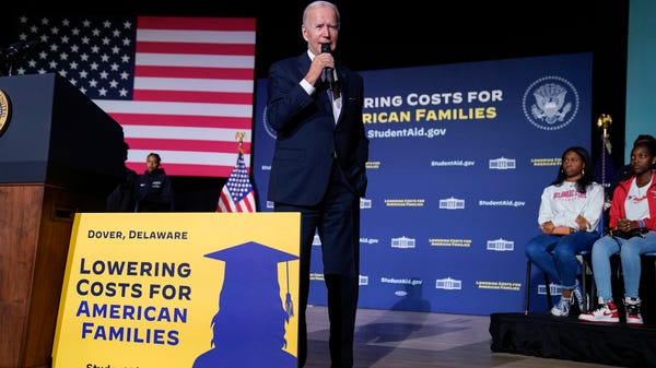 President Joe Biden speaks about student loan debt