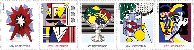 Artwork from the late Roy Lichtenstein will be featured in the U.S. Postal Service's 2023 forever stamps.