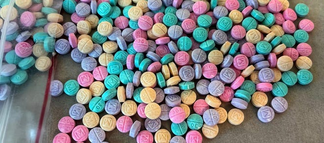 Photo of "rainbow fentanyl" that come in a variety of colors.