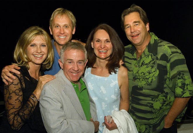 The cast and director of 2000’s “Sordid Lives” attended a question-and-answer session after a sold-out screening at Camelot Theatres in 2002. Pictured are Olivia Newton-John, writer-director Del Shores, Leslie Jordan, Beth Grant and Beau Bridges.