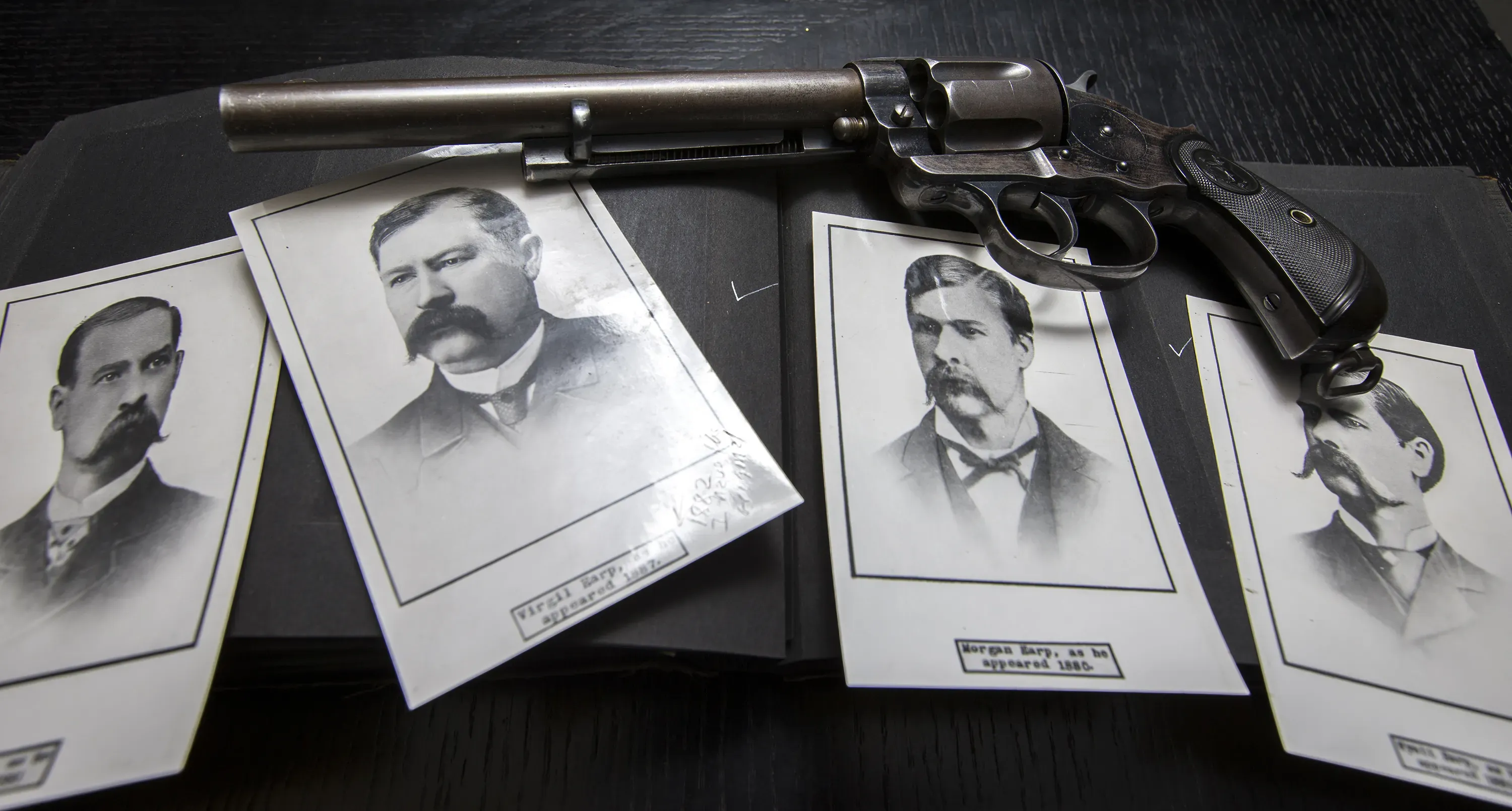 Virgil Earp of O.K. Corral fame (second from left, pictured with brothers James, Morgan and Wyatt, along with Virgil's Colt pistol) is the first recorded constable in Phoenix. The well-known gunfighter won his seat as Prescott's constable in 1878.