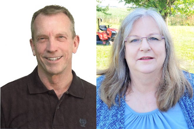 Incumbent Tom Broeker, a Burlington Republican, left, is being challenged by Sandy Dockendorff, a Danville Democrat, for a seat on the Des Moines County Board of Supervisors.