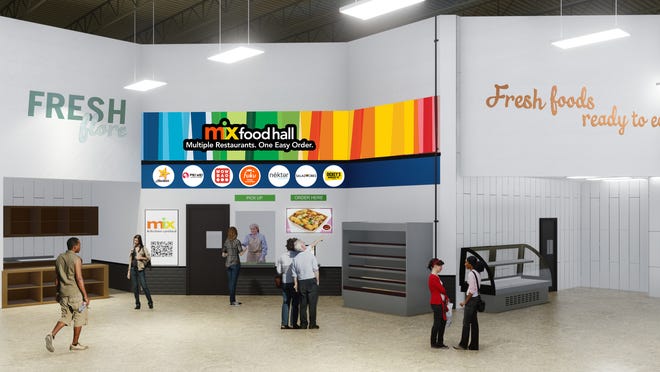 A rendering of Mix Food Hall, which is coming to three local Kroger locations in Central Ohio