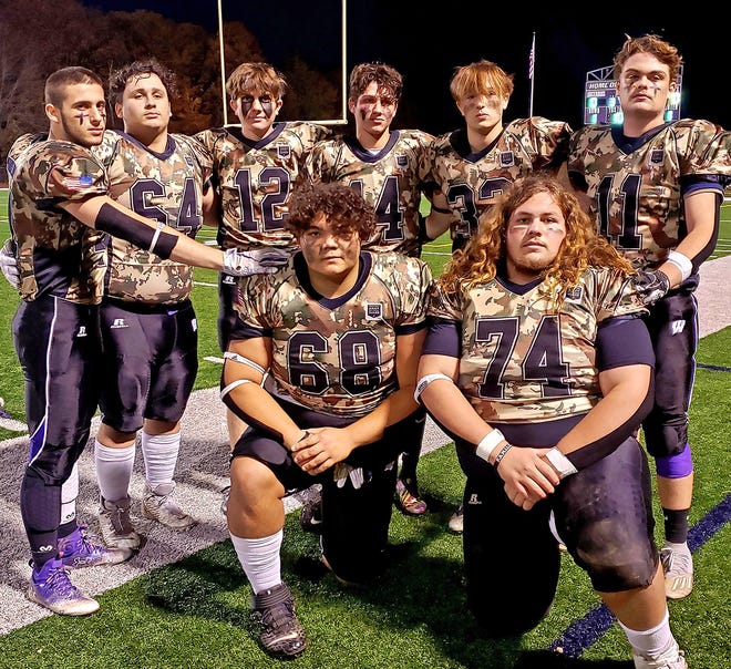Michael Fitzgerald and Sam Filip (front), Antonio Ianetta, Jacob Gonzalez, Brady Reynolds, Andrew Magistro, Aiden Robinson, and Ethan Moses provided senior leadership to a fledgling crop of Buckhorns this season. Wallenpaupack Area closed its campaign with a 1-9 record and will return with a seasoned squad next fall.