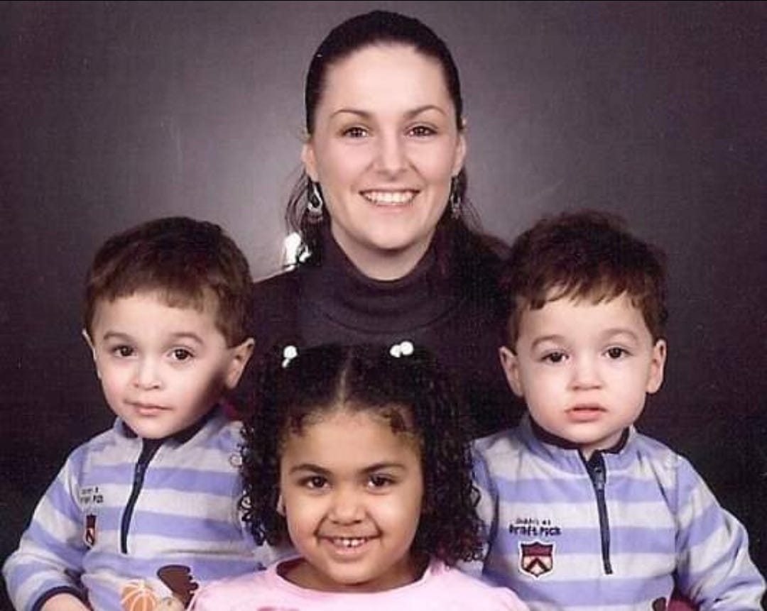 Angelica Belen with her twin sons and Naya.