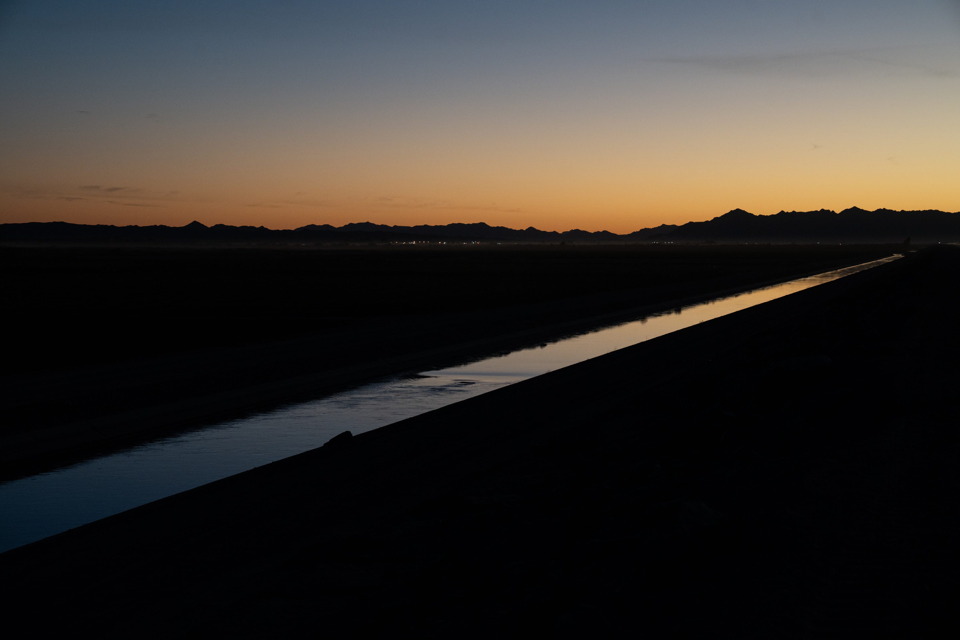 The Wellton-Mohawk Main Outlet Drain, which disposes of water after farms have used it, protecting the river from high salinity on Jan. 28, 2022, east of Yuma. The locals call it the "Salt Canal," and it ends in the Cienega de Santa Clara on Mexico's Colorado River Delta.