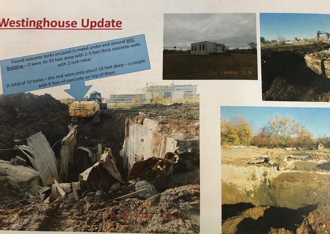 This is a look at what demolition crews found on East Fifth Street north of the Coffman building where the former Westinghouse water treatment plant was located.
