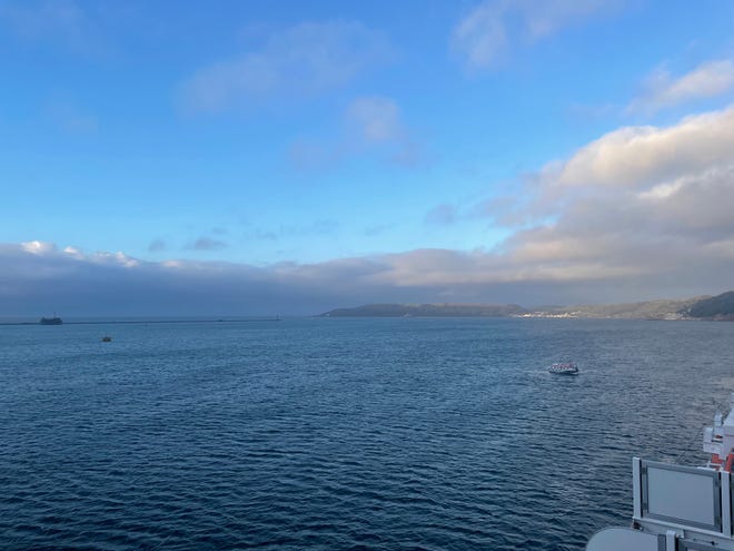 Uitzicht bij Plymouth, Engeland vanuit mijn hut op Holland America's Rotterdam.