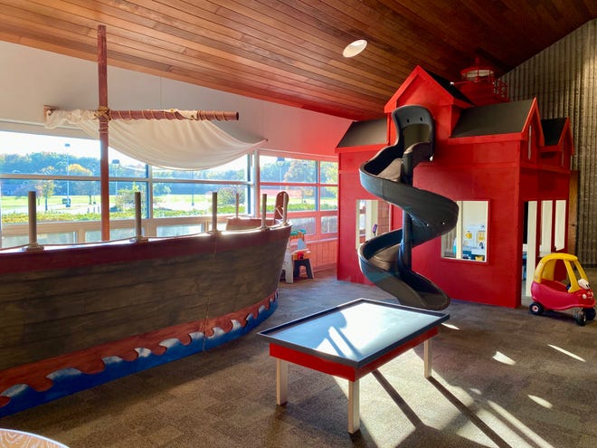 Located inside the church's gymnasium, Beechwood PlayZone features Little Red — a replica of the landmark for children to explore — a play kitchen, a slide, a ship and plenty of toys.
