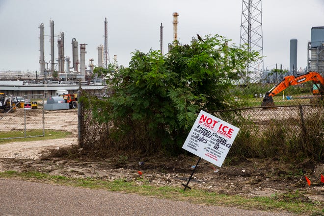 The site of a proposed green hydrogen facility on McBride Lane in Corpus Christi, Texas, on Wednesday, Nov. 2, 2022.