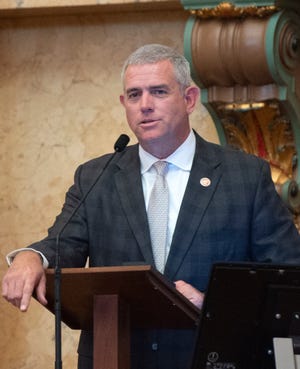 Mississippi House Speaker Philip Gunn addresses the House during a special session regarding a major economic development project in the Golden Triangle during a Legislative Special Session in Jackson on Wednesday, Nov. 2, 2022.
