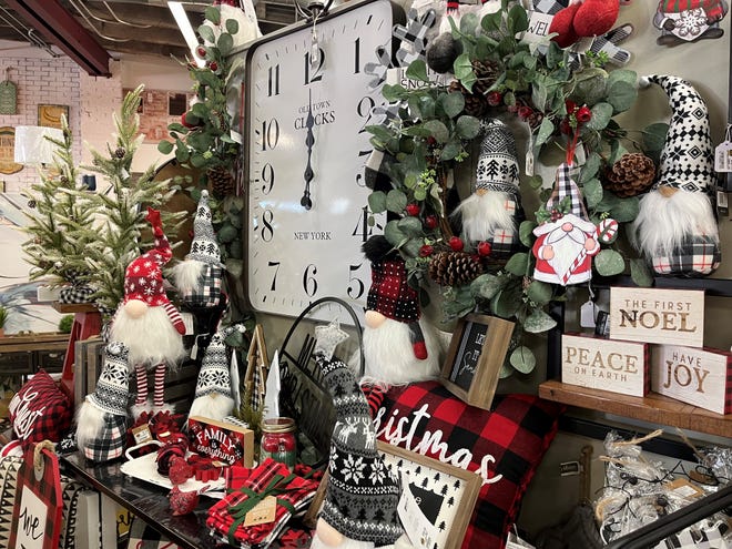 A Christmas display features gnomes, holiday signs and a countdown clock at Real Deals on Home Decor & Boutique, 817 Clark St. in Stevens Point.
