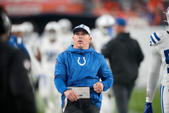 Indianapolis Colts special teams coach Bubba Ventrone in the second half of an NFL football game Thursday, Oct. 6, 2022, in Denver. (AP Photo/David Zalubowski) ORG XMIT: OTKDZ292