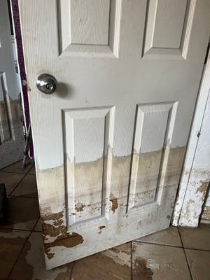Family seeks stability after Hurricane Ian; awaits FEMA housing decision 18 This door inside the rental home of Rusty and Jessica Foltz shows multiple water levels in the aftermath of Myakka River flooding in the aftermath of Hurricane Ian.