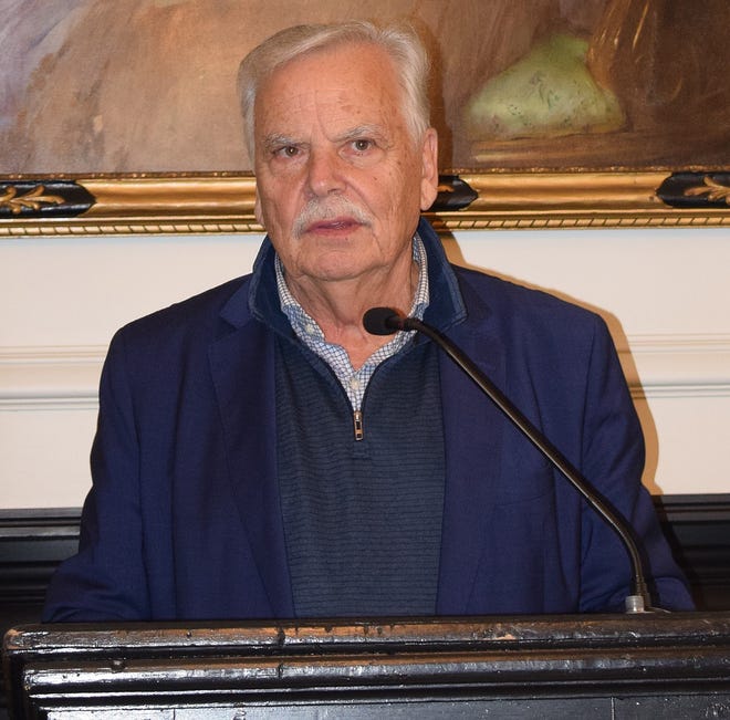 Prof. Onésimo T. Almeida delivers a lecture titled “Modern Dimensions of Camões’ The Lusiads” at Brown University's Maddock Alumni Center, Nov. 1, 2022.