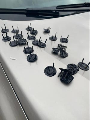 This photo of the tire spikes found in front of the Charlevoix County Republican headquarters was posted on Facebook on Nov. 5.