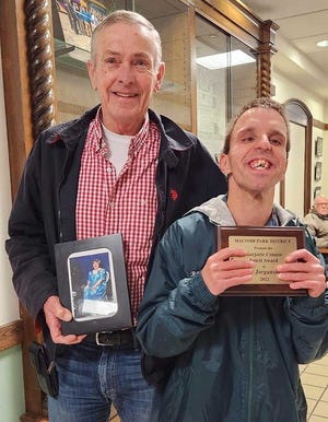 Photo: Provided by MCSRA
Gene Connor, brother of Marjorie Connor and Richard "RJ" Jorganson with his 2022 MCSRA Marjorie Connor Spirit Award.