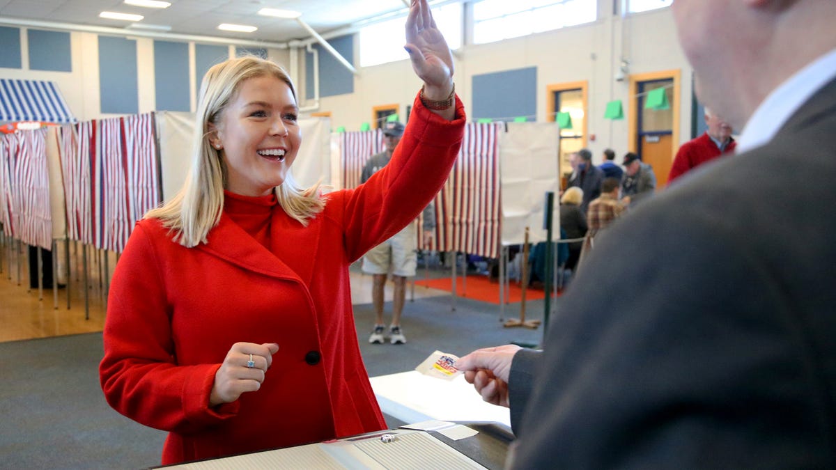 Karoline Leavitt votes in midterm election 2022 at Hampton NH polls