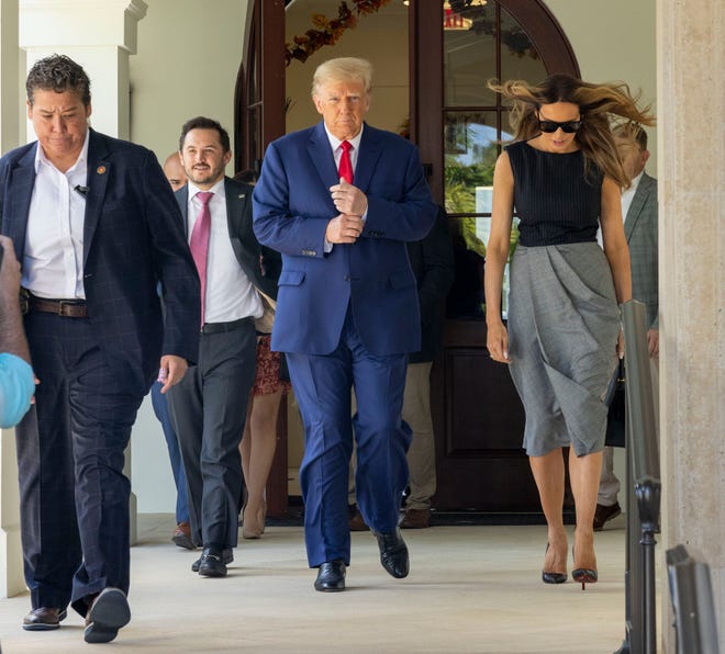 Former president Donald Trump and former first lady Melania voted Tuesday , Nov. 8, 2022 at the Morton and Barbara Mandel Recreation Center in Palm Beach.