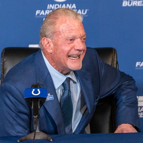 Colts owner Jim Irsay smiles on Monday, Nov. 7, 20