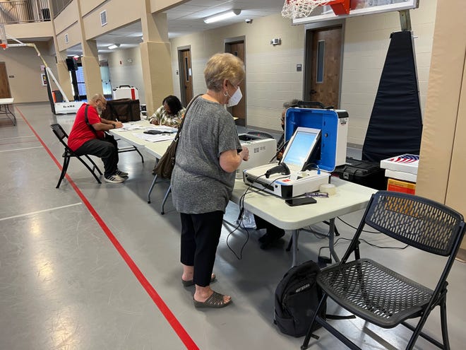 Voters cast ballots at Brandon Baptist Church on Tuesday.