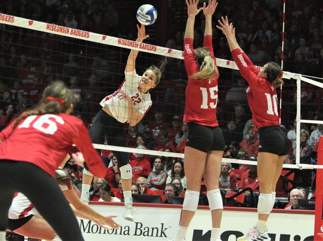 Wisconsin's Julia Orzol (22) was a second-team all-Big Ten selection this season.