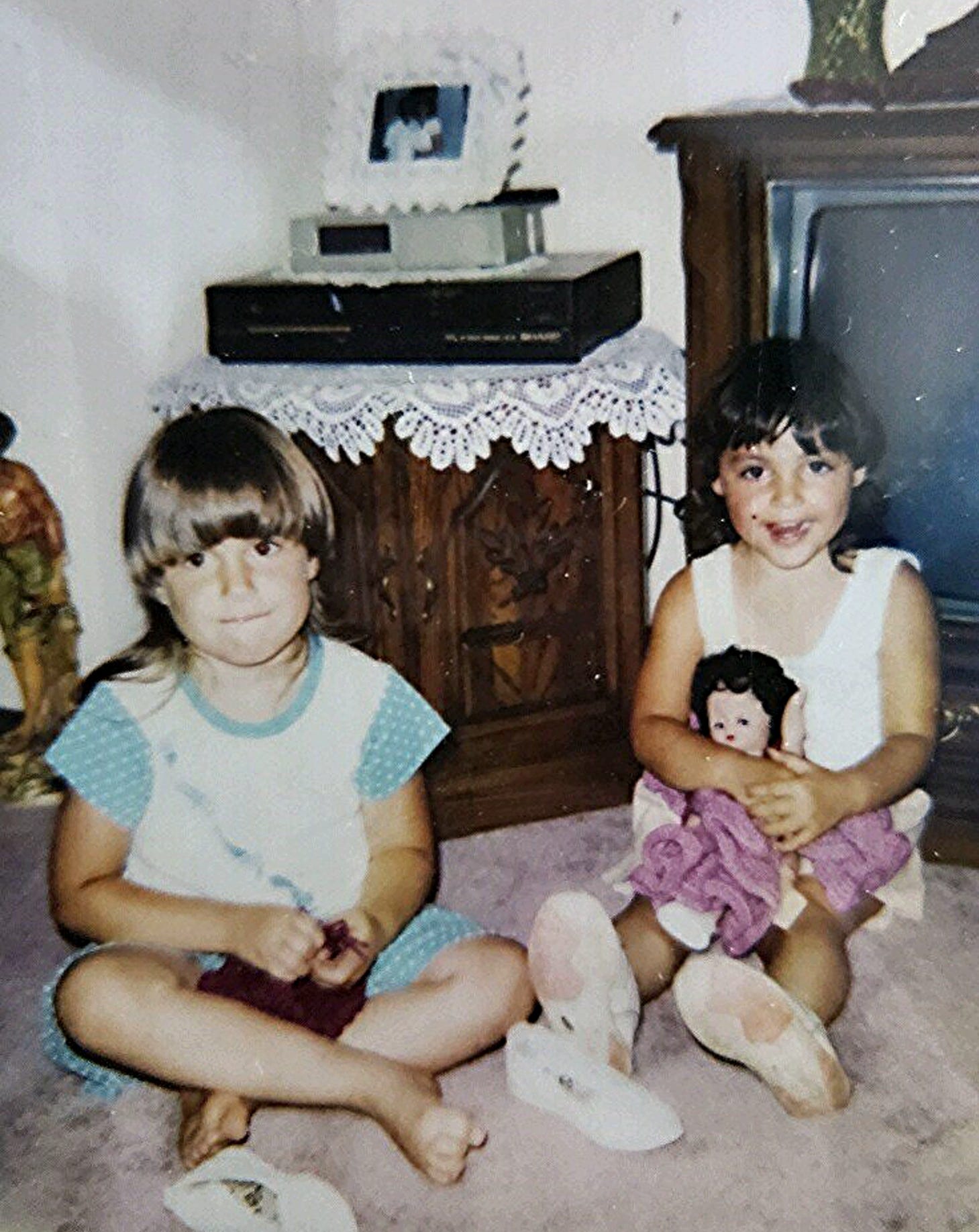Angelica and Rosalie on their first day in a new foster home in 1993