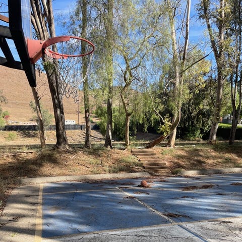 The basketball court at Donda Academy.