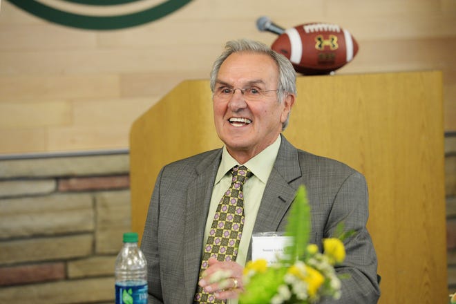 Longtime Colorado State football coach Sonny Lubick shown in 2015. Lubick spoke to the 2022 CSU football team ahead of the Border War rivalry game.