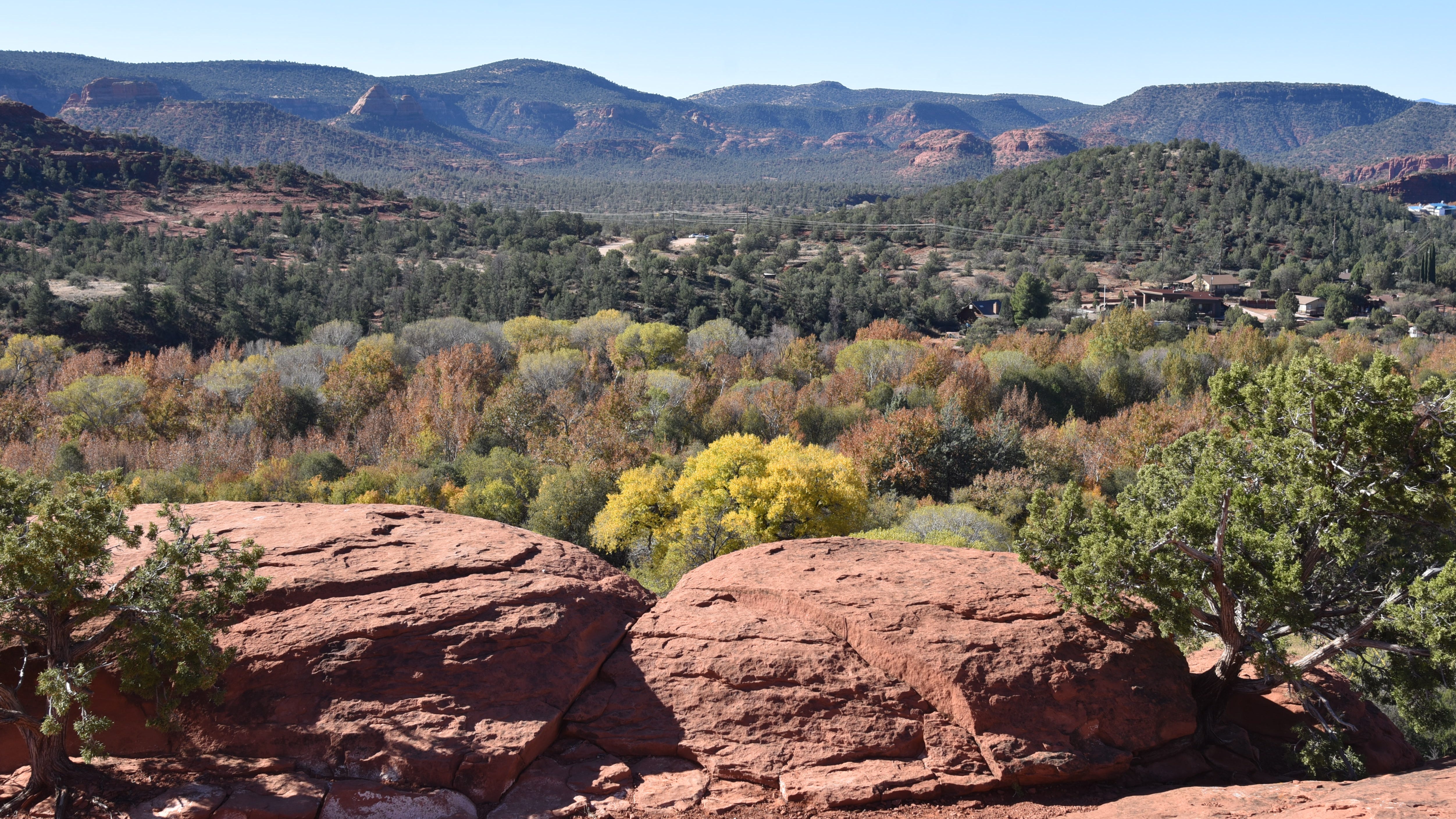 Fall color along Oak Creek as seen from the Secret Slickrock Trail in Sedona.