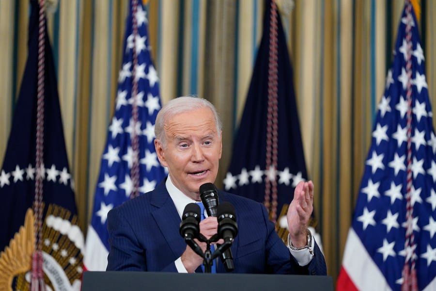 President Joe Biden speaks in the State Dining Room of the White House in Washington, Wednesday, Nov. 9, 2022.