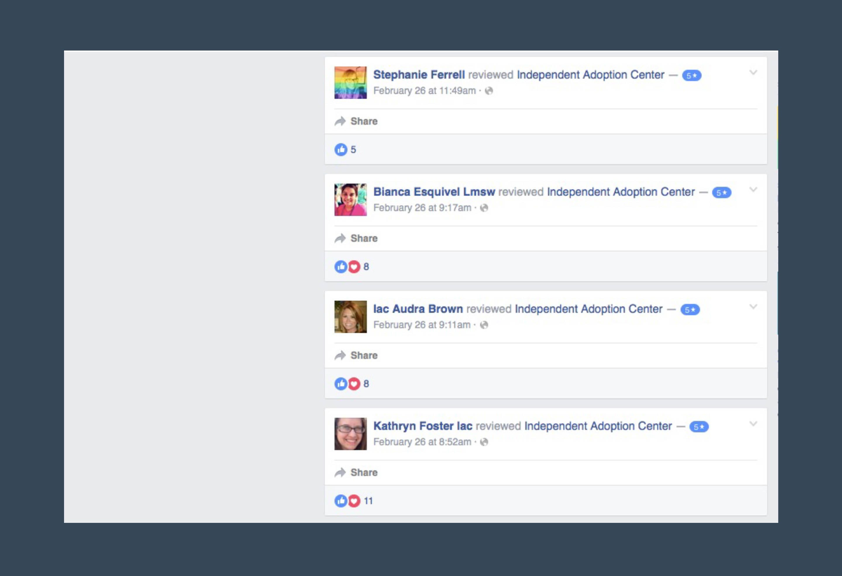 IAC employees left five-star reviews on the company's Facebook page, according to screenshots submitted to the state.