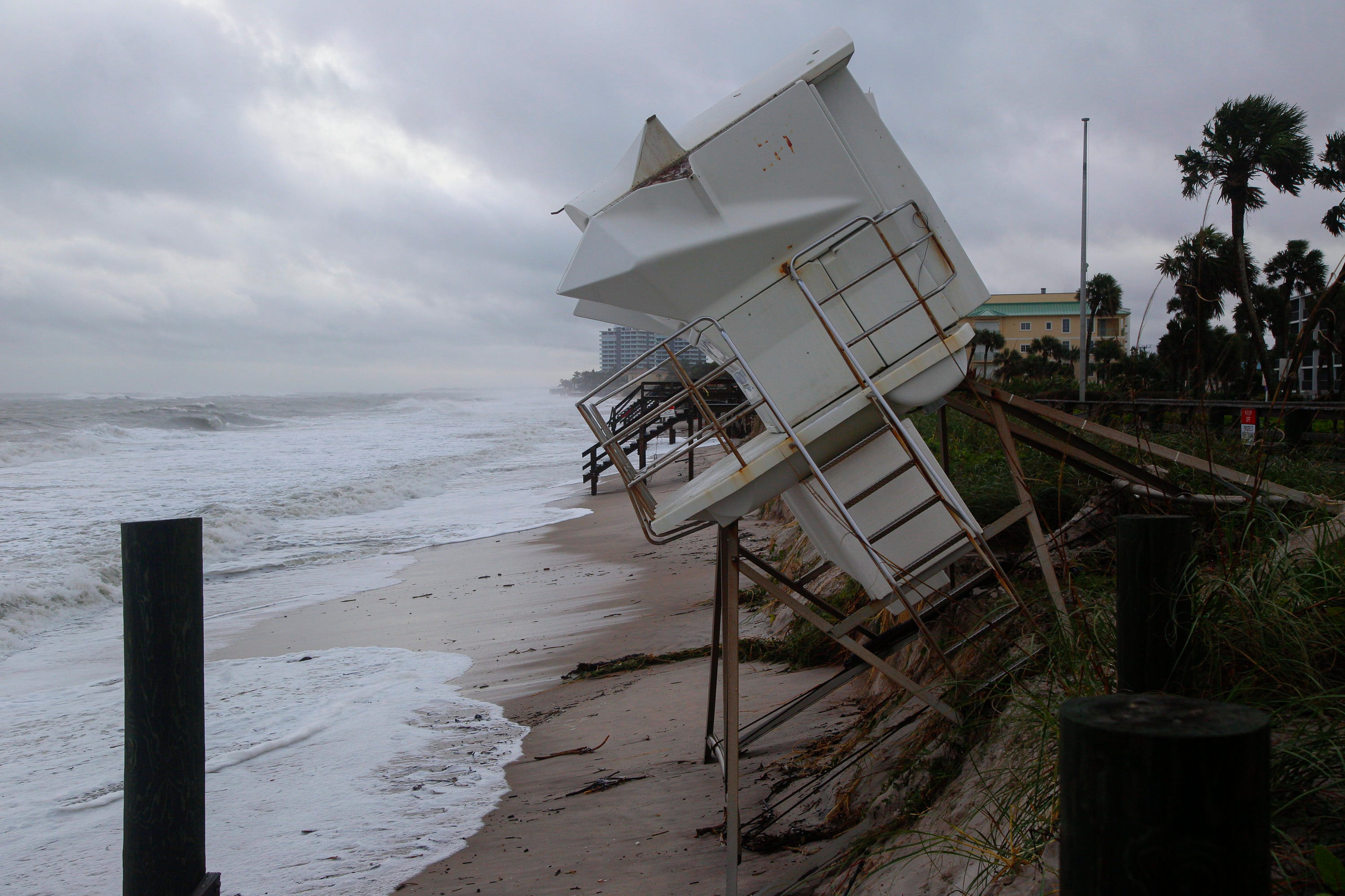 Damage from Hurricane Nicole tropical storm Daytona Beach Florida