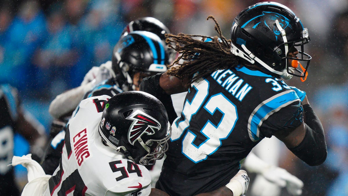 Carolina Panthers running back D'Onta Foreman had 31 carries for 130 yards and one touchdown against the Atlanta Falcons.