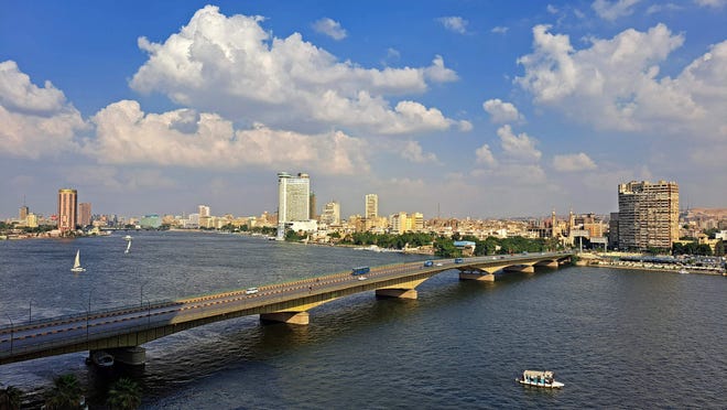 A general view shows Egypt's Nile river and the the University bridge in the capital Cairo on November 11, 2022.