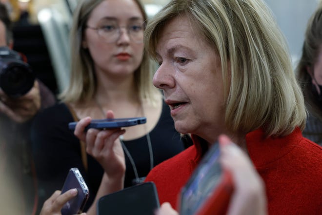WASHINGTON, DC - Sen. Tammy Baldwin (D-WI) speaks to reporters during a vote in the U.S. Capitol on Sept. 08, 2022. (Photo by Anna Moneymaker/Getty Images)