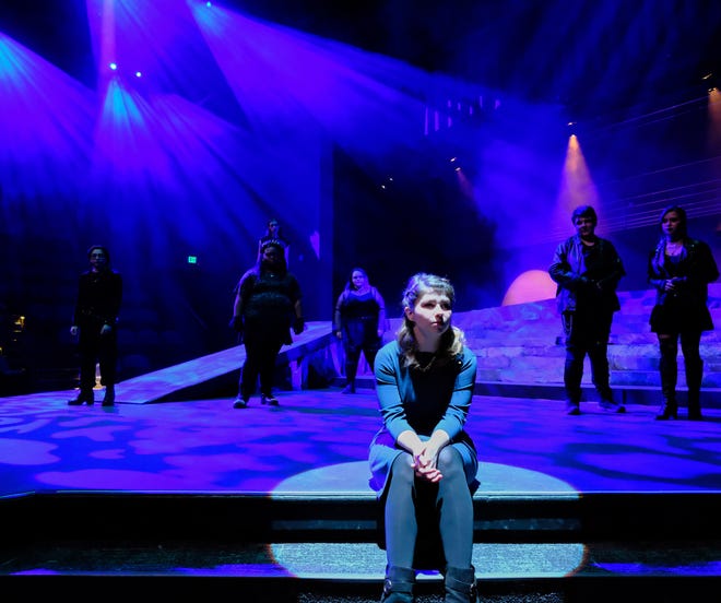 Shay Beeson plays Antigone in Lake Michigan College's production of “Antigonick” — Anne Carson's adaptation of Sophocles’ “Antigone” — that opens Nov. 17 and continues through Nov. 20, 2022, at The Mendel Center in Benton Harbor.