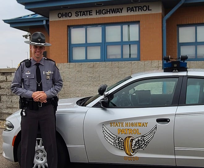 Trooper Corey Cottrill works at the Chillicothe post of the Ohio State Highway Patrol. This year he won the post's trooper of the year award.