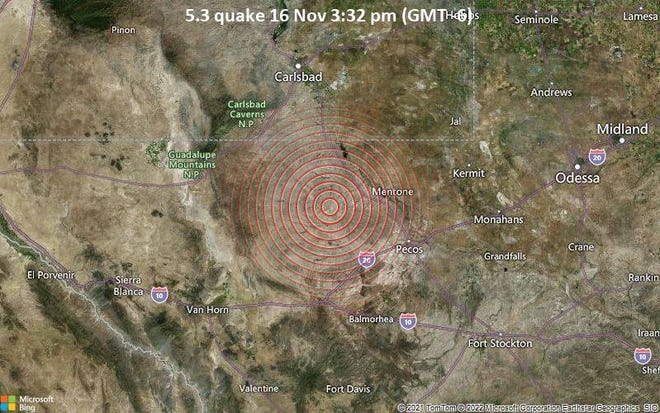 A 5.3 earthquake was reported in southeast New Mexico and West Texas.