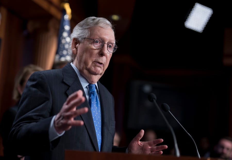 Senate Minority Leader Mitch McConnell, R-Ky. was re-elected to his longtime role as Senate Republican leader, fending off a challenge by Sen. Rick Scott, R-Fla., an ally of former President Donald Trump.