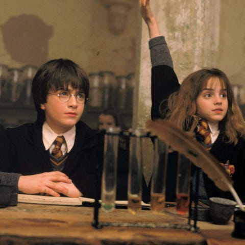 Daniel Radcliffe, left, and Emma Watson in a scene