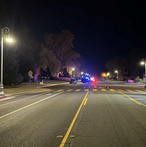 The scene of the collision that killed a 28-year-old pedestrian on Parkview Avenue in Redding on Nov. 17.