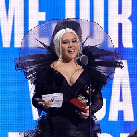 Christina Aguilera accepts the Best Traditional Po
