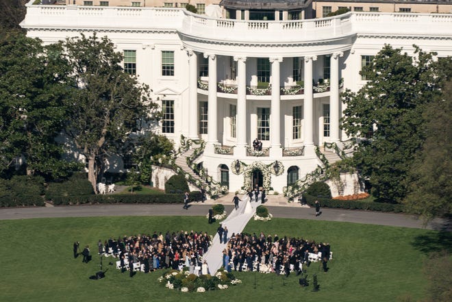 President Joe Biden's granddaughter Naomi Biden and her fiance, Peter Neal, are married on the South Lawn of the White House in Washington, Saturday, Nov. 19, 2022.