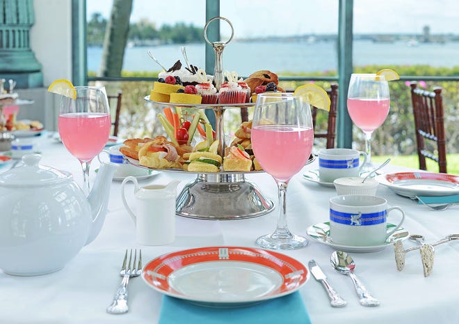 Afternoon tea at the Flagler Museum's Cafe des Beaux-Arts is served on specially designed custom china.