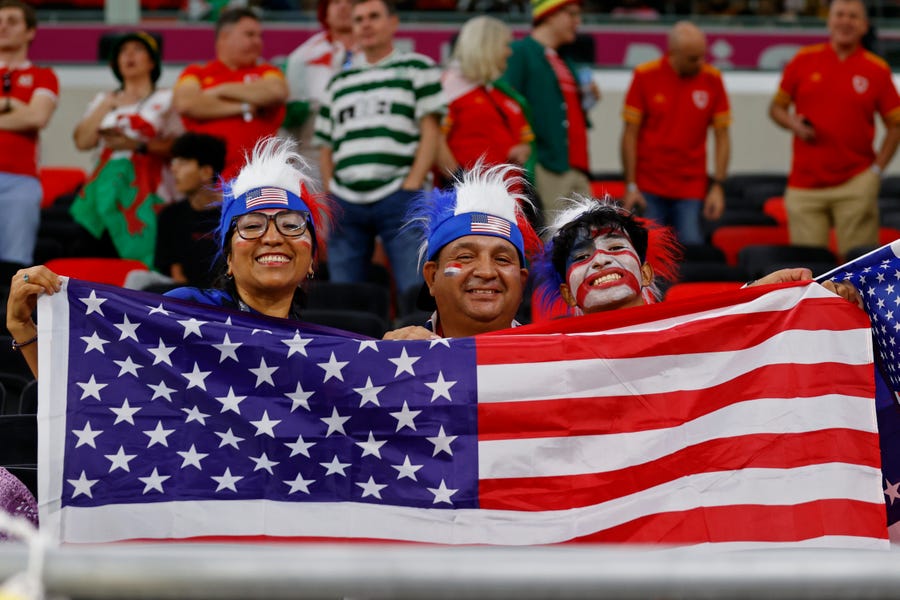 U.S. fans before Monday's game against Wales in Qatar.