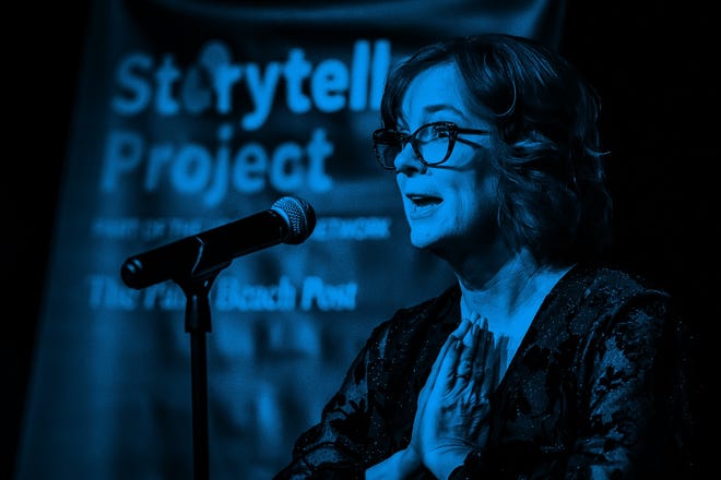 Jacquie Stephens speaks during the Storytellers Project at the Black Box Center for the Arts at The Kelsey Theater in Lake Park, Fla., on November 16, 2022.